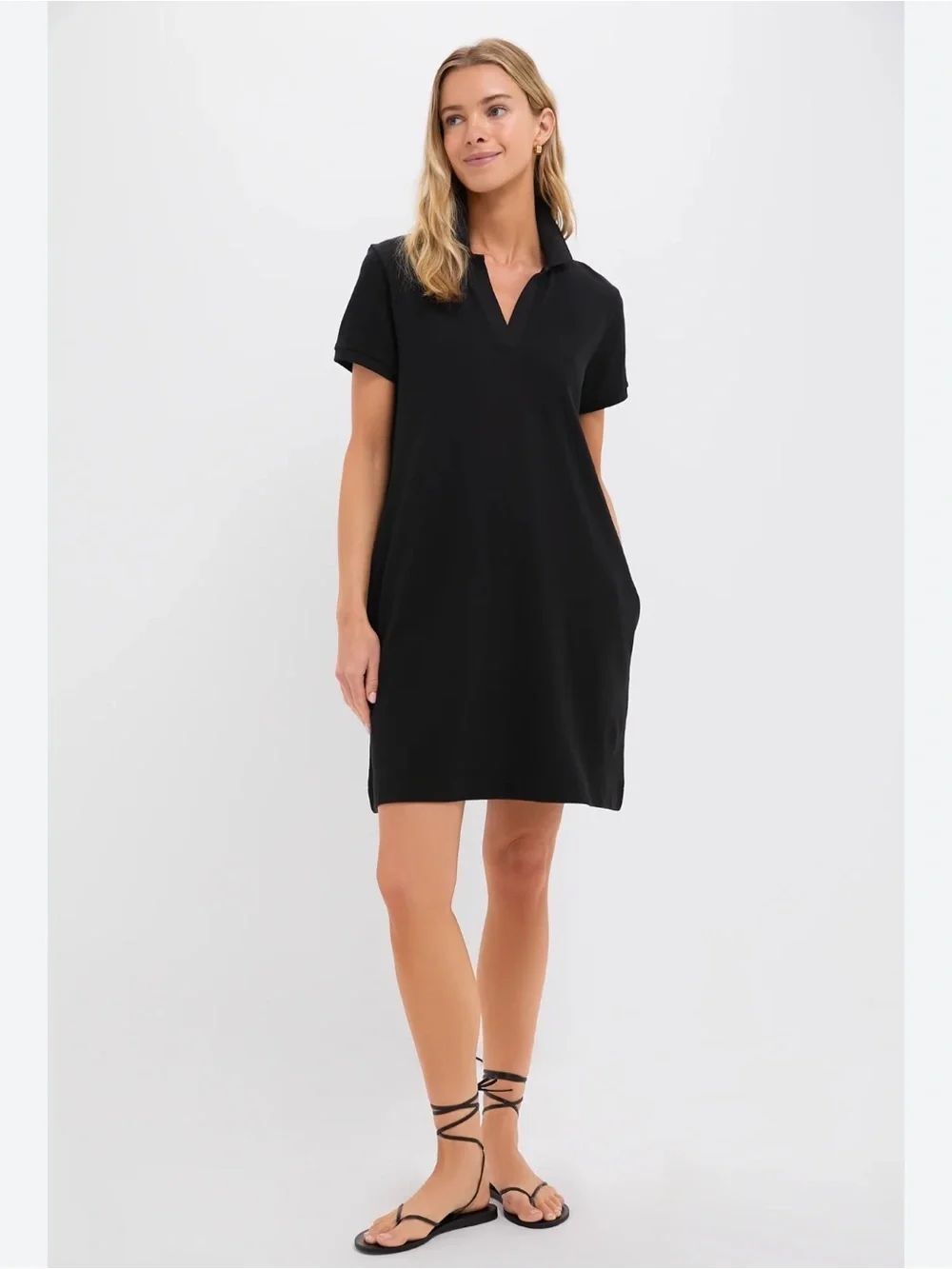 0183 GAP Black Short Sleeve Polo Dress
